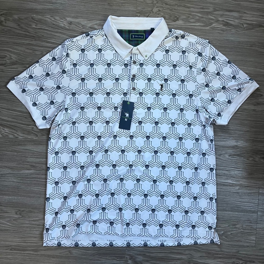 William Murray Golf Mens Tee Tiles Polo Shirt White XXL 355-101-003-WHT-M-XXL